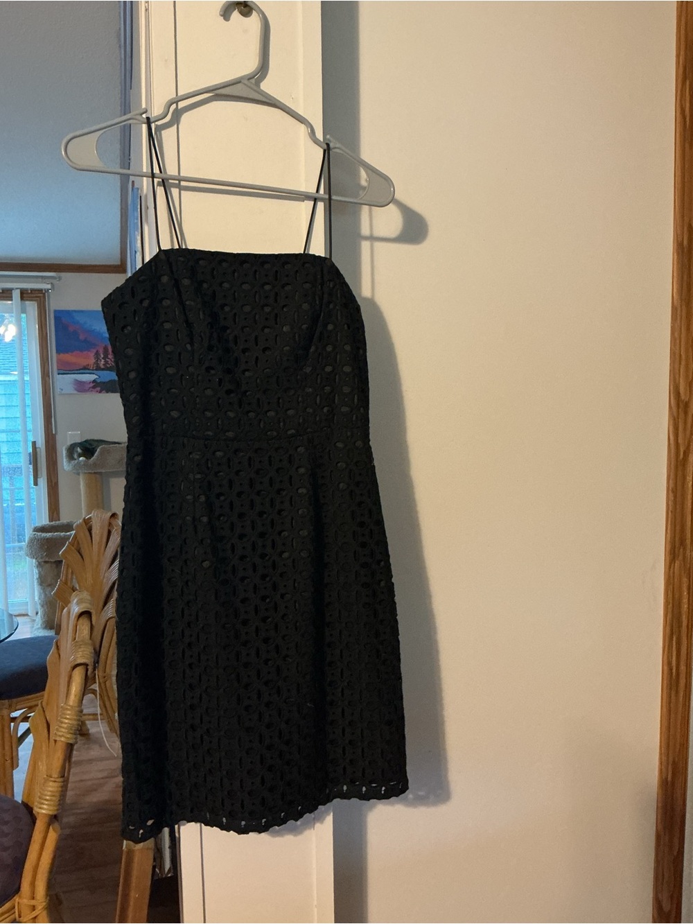 Banana Republic Black Strapless Eyelet A-Line Dress
